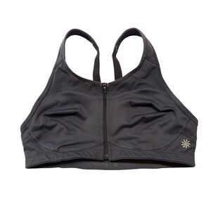 Athleta Gray Wireless Sports Bra Front Zip 36C